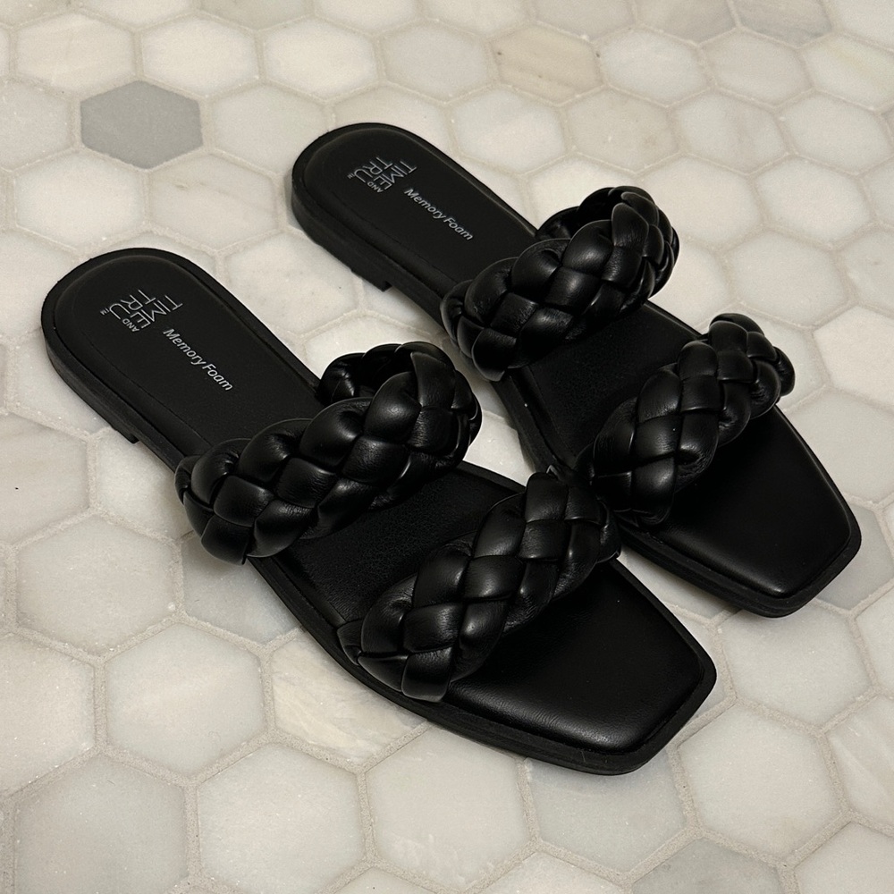 Black Braided Leather Sandals 7.5